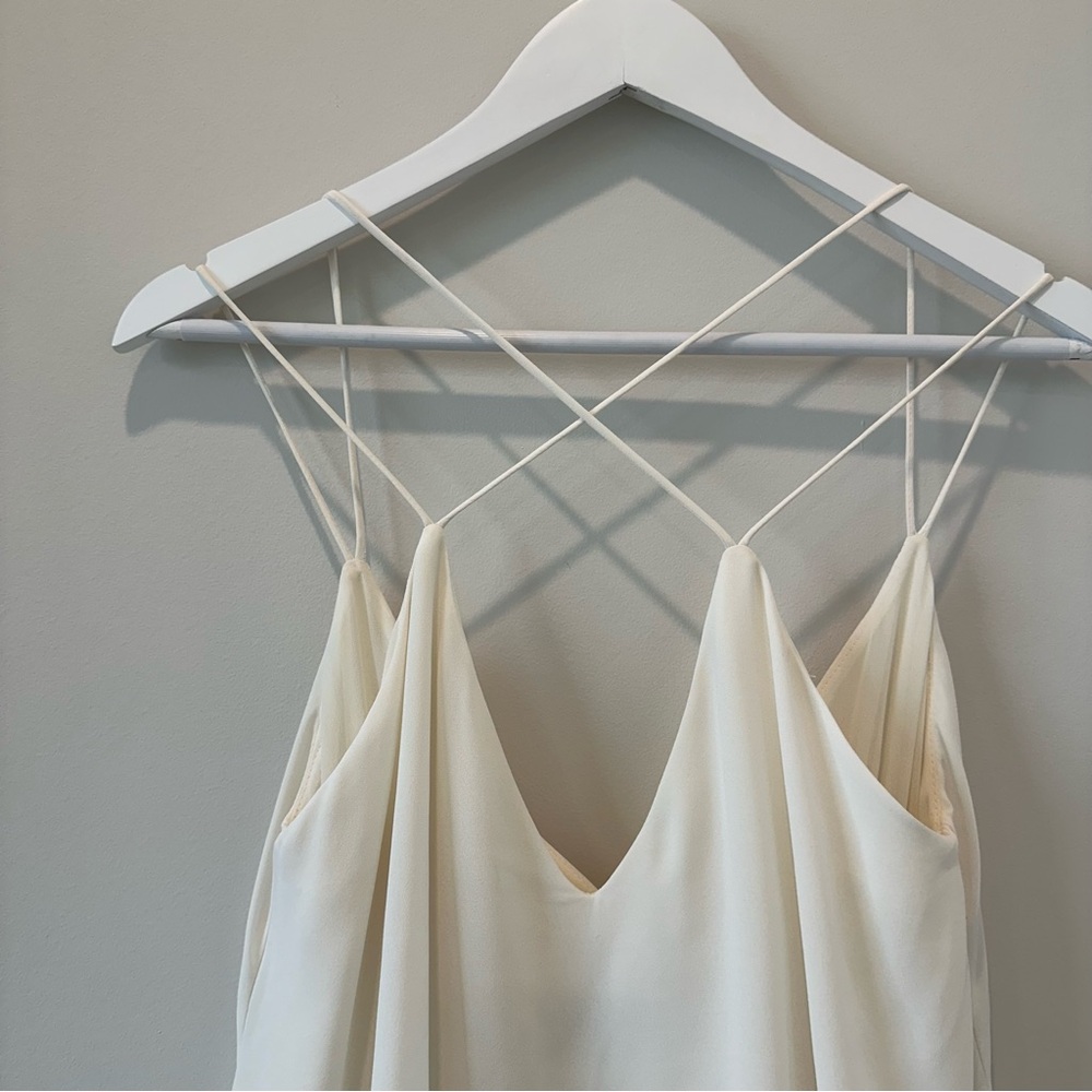 Zara White Criss Cross Spaghetti Strap Maxi Dress Maternity Bridal Shower Bride - Picture 3 of 10